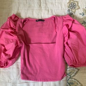 Zara puffed sleeve crop top size small
